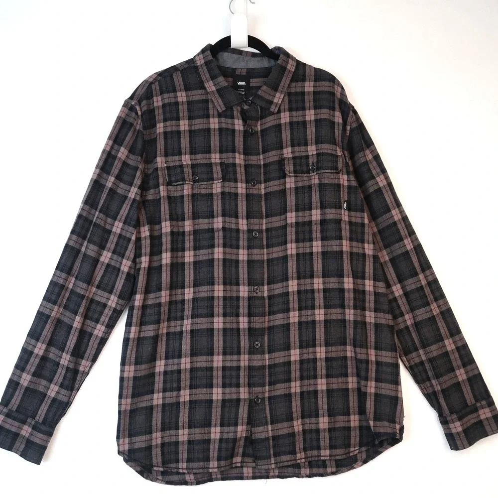 Vans Mens Flannel Shirt‎ XL Classic Fit Plaid Button Up Long Sleeve